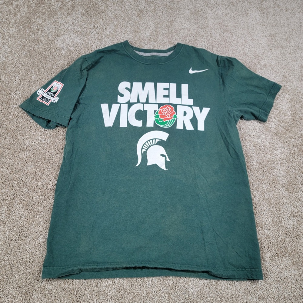 Nike 2014 Michigan State Spartans Smell Victory Rose Bowl T-Shirt Men's Size Med
